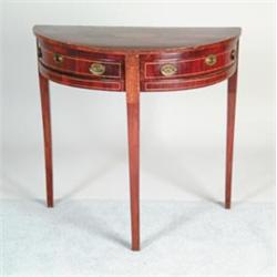 INTERESTING HALF ROUND TWO DRAWER HEPPLEWHITE MAHOGANY CONSOLE TABLE…
