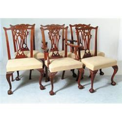FINE SET OF SIX CENTENNIAL MAHOGANY CHIPPENDALE STYLE DINING CHAIRS…