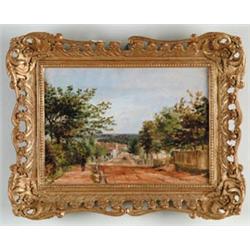 BRITISH/AMERICAN (19th Century) STREET SCENE WITH PEOPLE AND HOUSES…