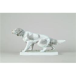 FINE PORCELAIN FIGURINE OF A SPORTING DOG (POINTER) BY HEUBACH BROS…