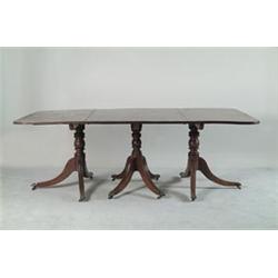 THREE PEDESTAL DUNCAN PHYFE STYLE MAHOGANY CENTENNIAL DINING TABLE…