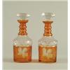 Image 1 : PAIR OF BOHEMIAN AMBER FLASHED CUT GLASS VINTAGE PATTERN DECANTERS…