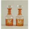 Image 1 : PAIR OF BOHEMIAN AMBER FLASHED CUT GLASS VINTAGE PATTERN DECANTERS…