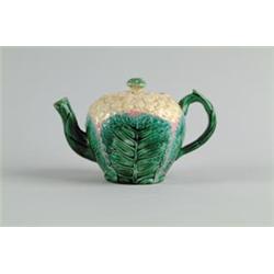 MAJOLICA: TEAPOT IN THE CAULIFLOWER MOTIF BY GRIFFIN, SMITH & CO…