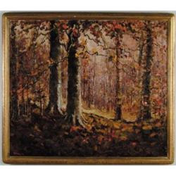 HENRY HOBART NICHOLS (American, 1869-1962) FALL WOODLAND SCENE. …