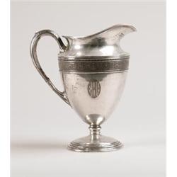 STERLING: INTERNATIONAL “WEDGWOOD” PATTERN FOOTED WATER PITCHER…