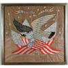 Image 1 : JAPANESE (20th c) PATRIOTIC SILK NEEDLEWORK W/ FLAGS AND EAGLE…