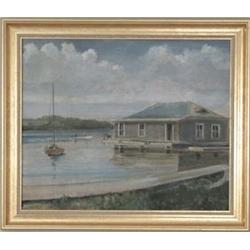 ERIC SLOANE (American, 1910-1985) BOATHOUSE AT LAKE HOPATCONG…