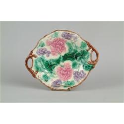 MAJOLICA: DOUBLE HANDLED SERVING PLATE BY GRIFFIN, SMITH & CO…