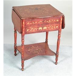 FINE CONTINENTAL TWO DRAWER MARQUETRY INLAID DROP LEAF STAND…