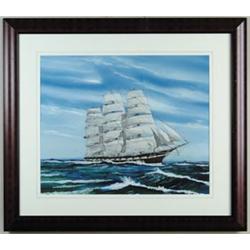 DIANA HICKS (American, 20th Century) TALL SHIP IN FULL SALE…