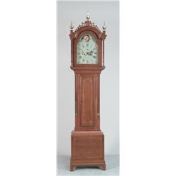 FINE LEVI HUTCHINS, CONCORD INLAID CHERRY TALL CASE CLOCK…