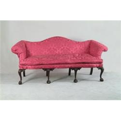 FINE CHIPPENDALE STYLE BALL AND CLAW FOOT MAHOGANY SOFA…