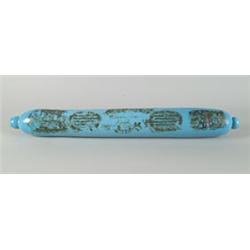 OVERSIZED BLUE GLASS ROLLING PIN WITH NAUTICAL SCENES…