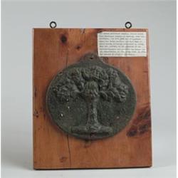 RARE GREEN CAST IRON TREE FIRE MARK IN SQUATTY OVAL…