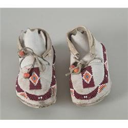 PAIR OF CHEYENNE/ARAPAHO BEADED HIDE BABY MOCCASINS…