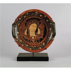 EARLY GRECO-ROMAN POTTERY TWO HANDLED REDWARE BOWL…