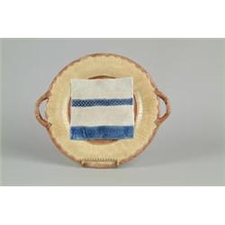 MAJOLICA: TWO HANDLED PLATE BY GRIFFIN, SMITH & CO…
