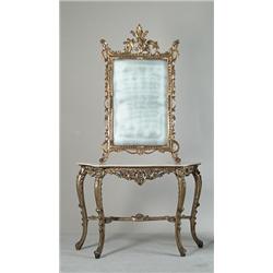 SWISS TWO PART MARBLE TOP HALL TABLE WITH MIRROR…