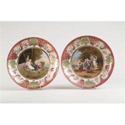 PAIR OF FINE ROYAL VIENNA HAND PAINTED CHARGERS…