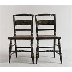 PAIR OF ANTIQUE HITCHCOCK STENCILED SIDE CHAIRS…