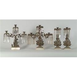 THREE-PIECE GIRANDOLE SET WITH EXTRA CANDELABRA…