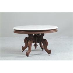 CUT DOWN VICTORIAN WALNUT OVAL MARBLE TOP STAND…