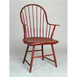 GOOD CONTINUOUS ARM WINDSOR CHAIR IN RED PAINT…