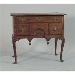 FINE CABINET MADE QUEEN ANNE FAN CARVED LOWBOY…