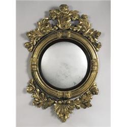 LARGE FEDERAL CONVEX MIRROR WITH CARVED SHELL…