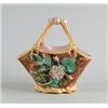Image 1 : MAJOLICA: HANDLED BASKET WITH APPLIED FLOWERS…