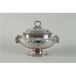 SILVER PLATE: LARGE COVERED FANCY OVAL TUREEN…