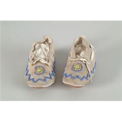 PAIR OF CHEYENNE SMALL BEADED BABY MOCCASINS…