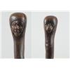 Image 1 : CANE: FOLK ART CARVED WOOD DOUBLE FACE CANE…