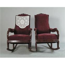 PAIR OF FLORAL CARVED LINCOLN TYPE ROCKERS…