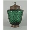 Image 1 : GREEN GLASS AND BRASS HANGING HALL FIXTURE…