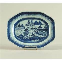 CANTON: BLUE AND WHITE CUT CORNER PLATTER…