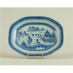 CANTON: BLUE AND WHITE CUT CORNER PLATTER…