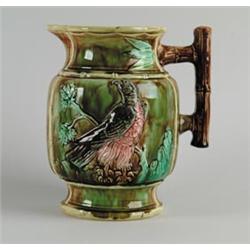 MAJOLICA: LARGE PARROT DECORATED PITCHER…