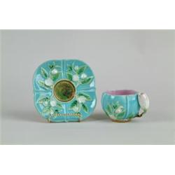 MAJOLICA: CUP AND SAUCER BY GEORGE JONES…