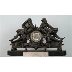 LARGE FANCY SPELTER FIGURAL MANTLE CLOCK…