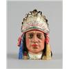 Image 1 : MAJOLICA: COVERED FIGURAL INDIAN HUMIDOR…