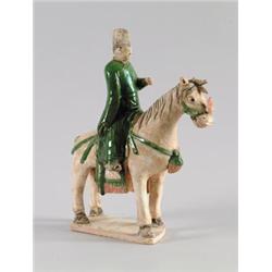 CHINESE PAINTED POTTERY HORSE AND RIDER…