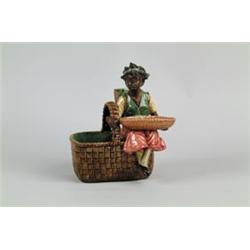 MAJOLICA: FIGURAL MATCH AND TOBACCO BOX…