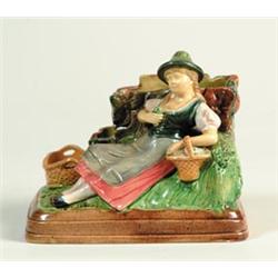 MAJOLICA: FIGURAL TOBACCO MATCH HOLDER…