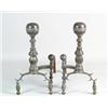 Image 1 : LARGE PAIR OF BALL TOP BRASS ANDIRONS…