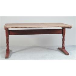 RED PAINTED TRESTLE TYPE DINING TABLE…