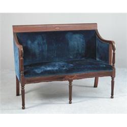 INLAID MAHOGANY SHERATON STYLE SETTEE…