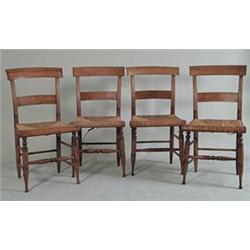 SET OF FOUR FIGURED MAPLE SIDE CHAIRS…