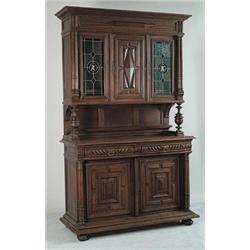 LARGE THREE PART OAK STEPBACK CABINET…